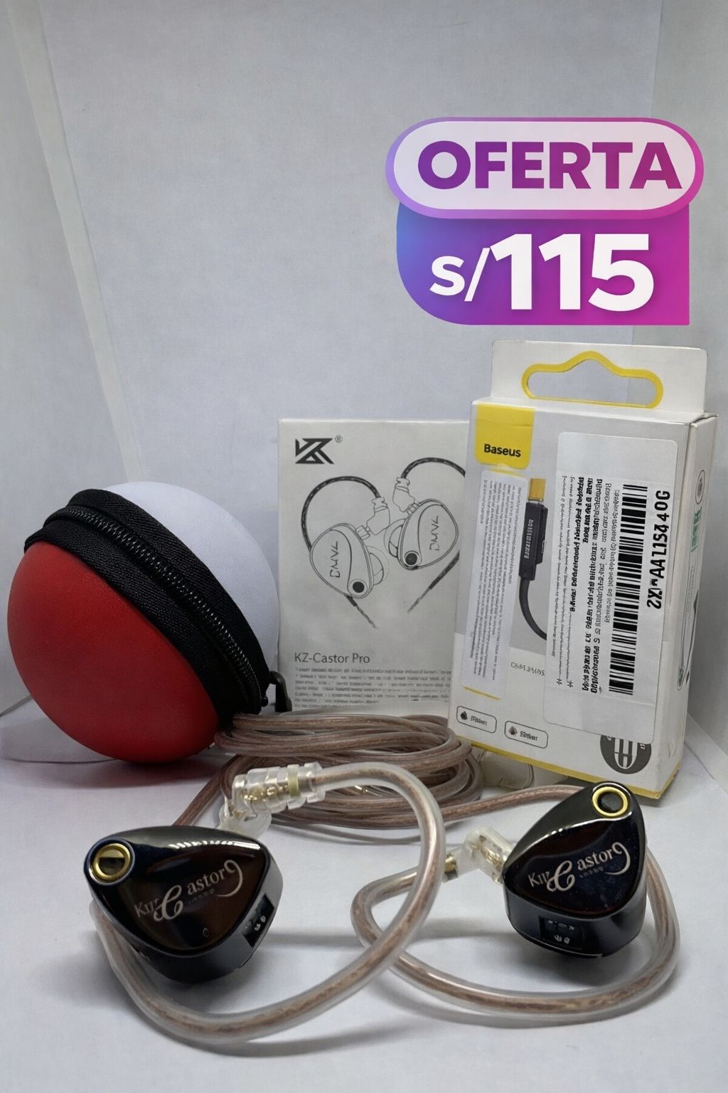 Castor Pro Bass + Adaptador Baseus + Estuche Pokebola