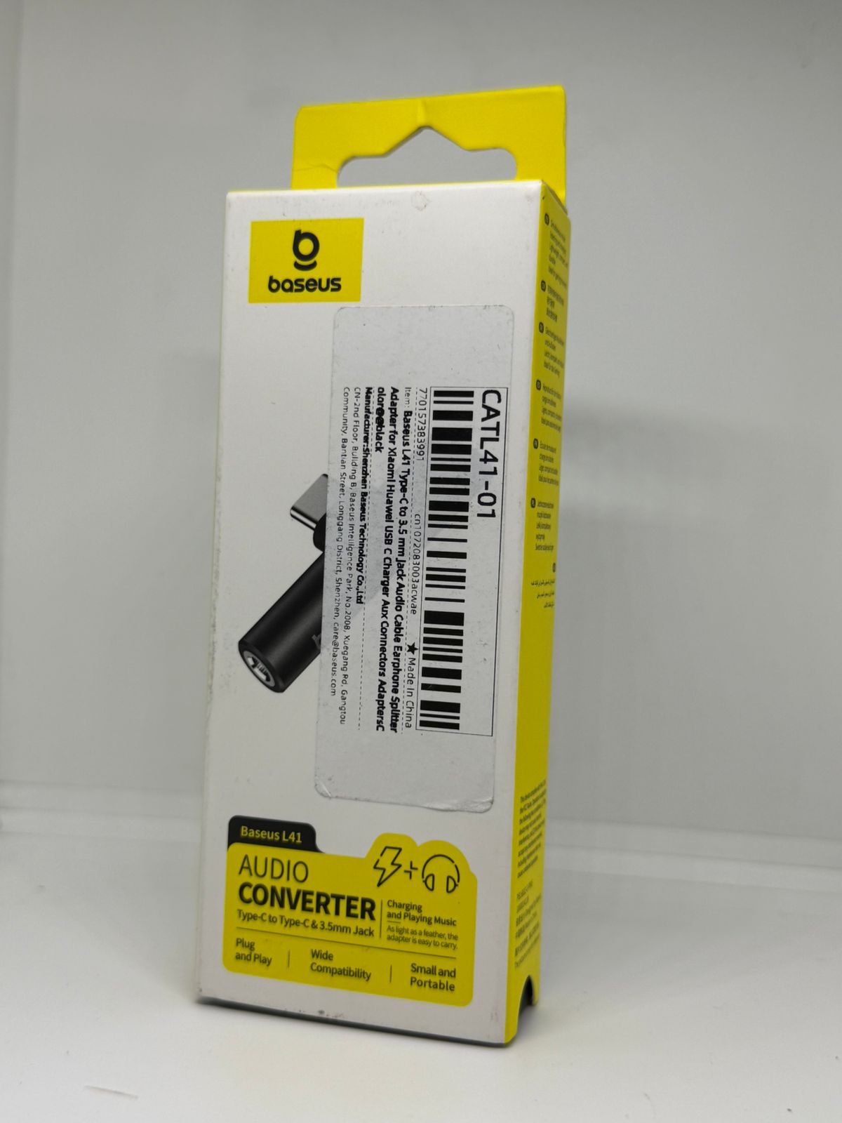 Adaptador Baseus en L Tipo C con Carga y Audifonos