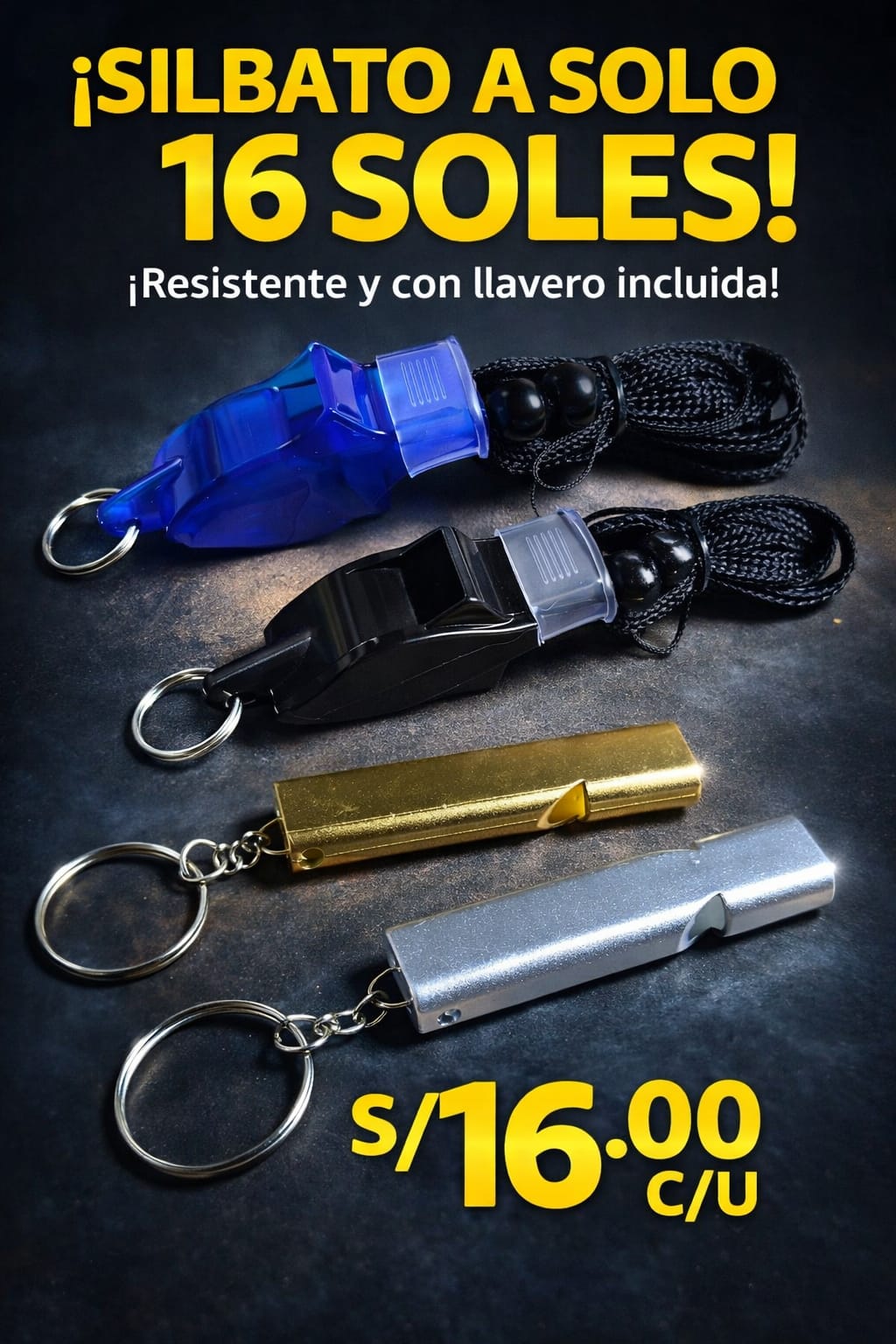 Silbato Resistente con Llavero