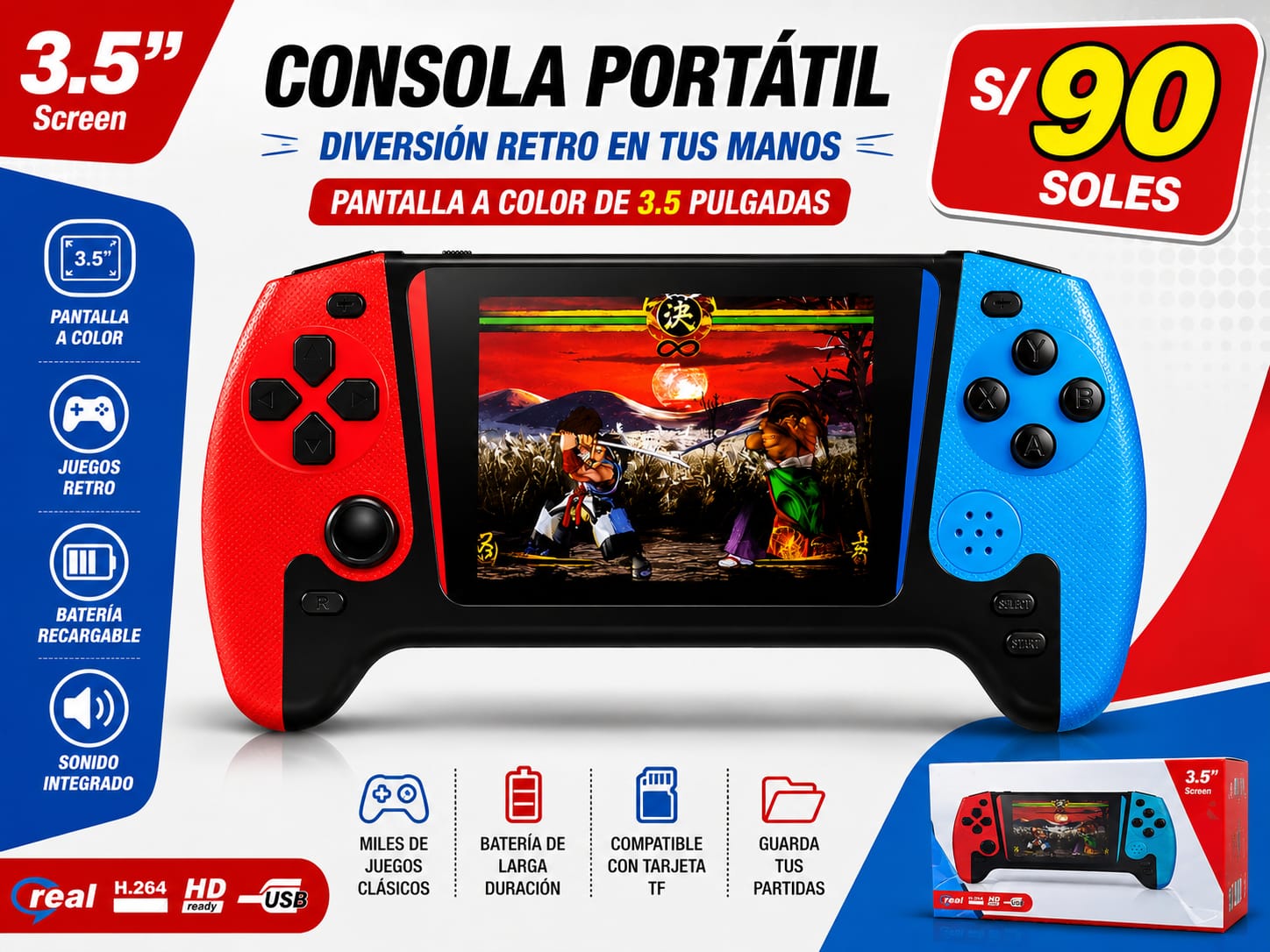 Consola Retro Portatil 3.5 Pulgadas