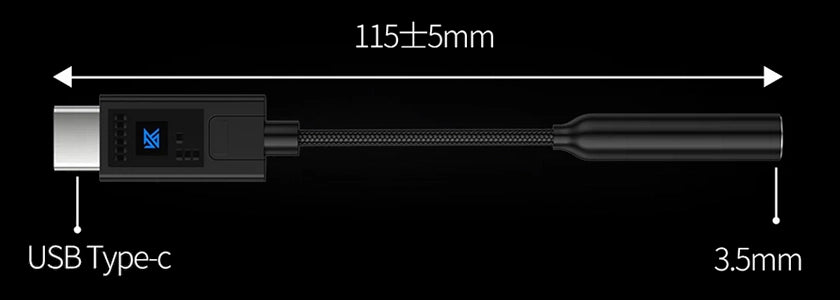Medidas y conexiones USB-C a 3.5 mm del KZ AM02