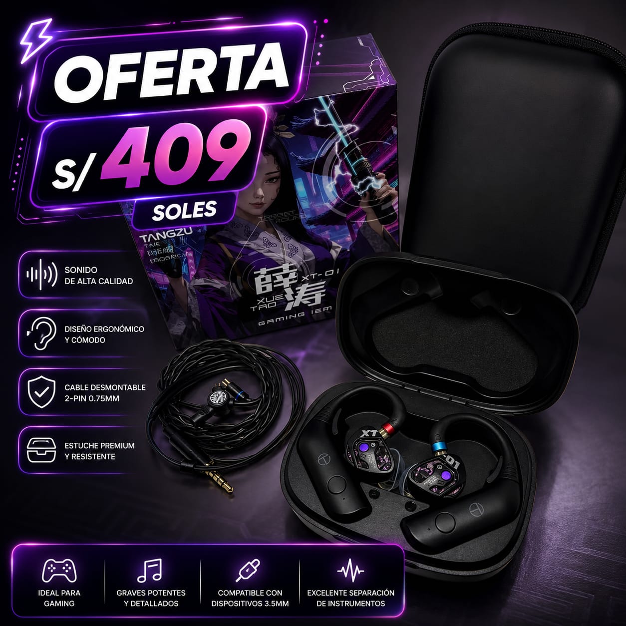 Tangzu Xue Tao Gaming + Módulo Bluetooth - S/409