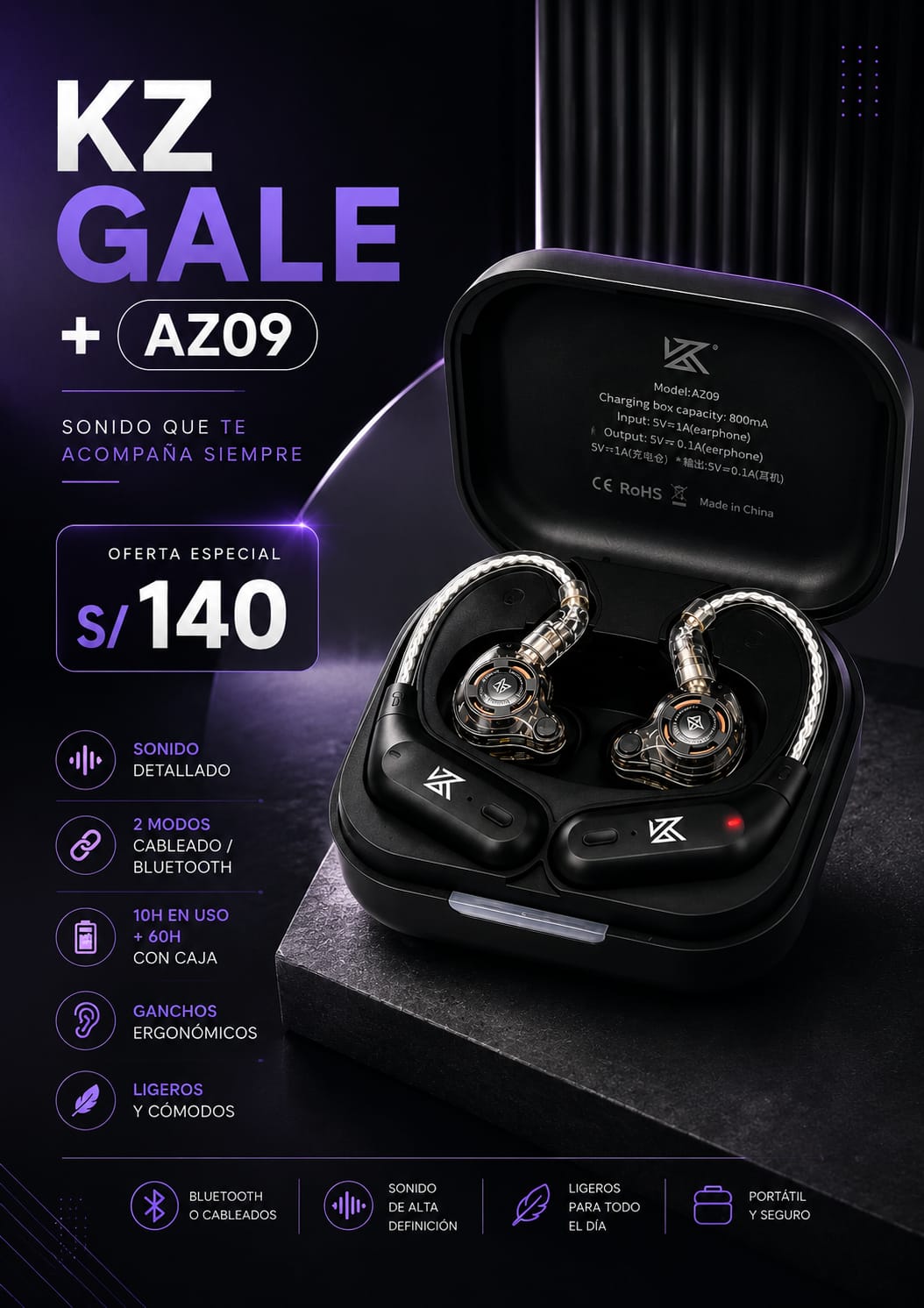 KZ AZ09 + KZ Gale - imagen TAYMI Peru 1