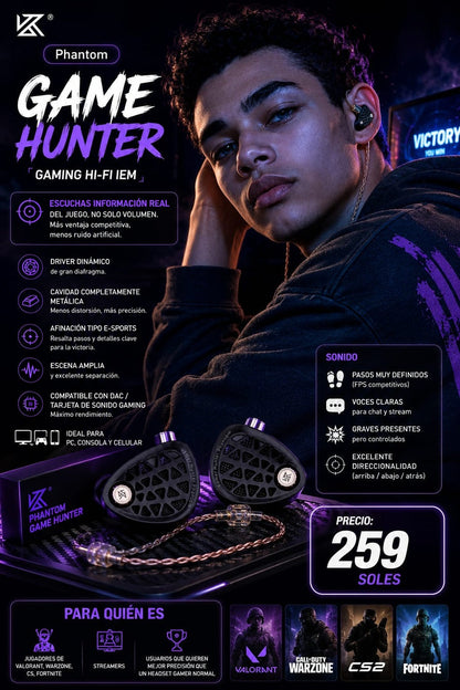 KZ Phantom Game Hunter - IEM HiFi para juegos