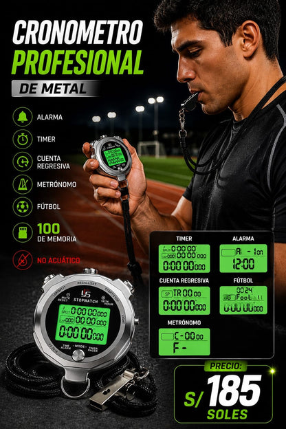 Cronometro Profesional de Metal 100 Memorias