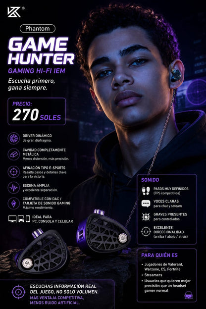 KZ Phantom Game Hunter - IEM HiFi para juegos