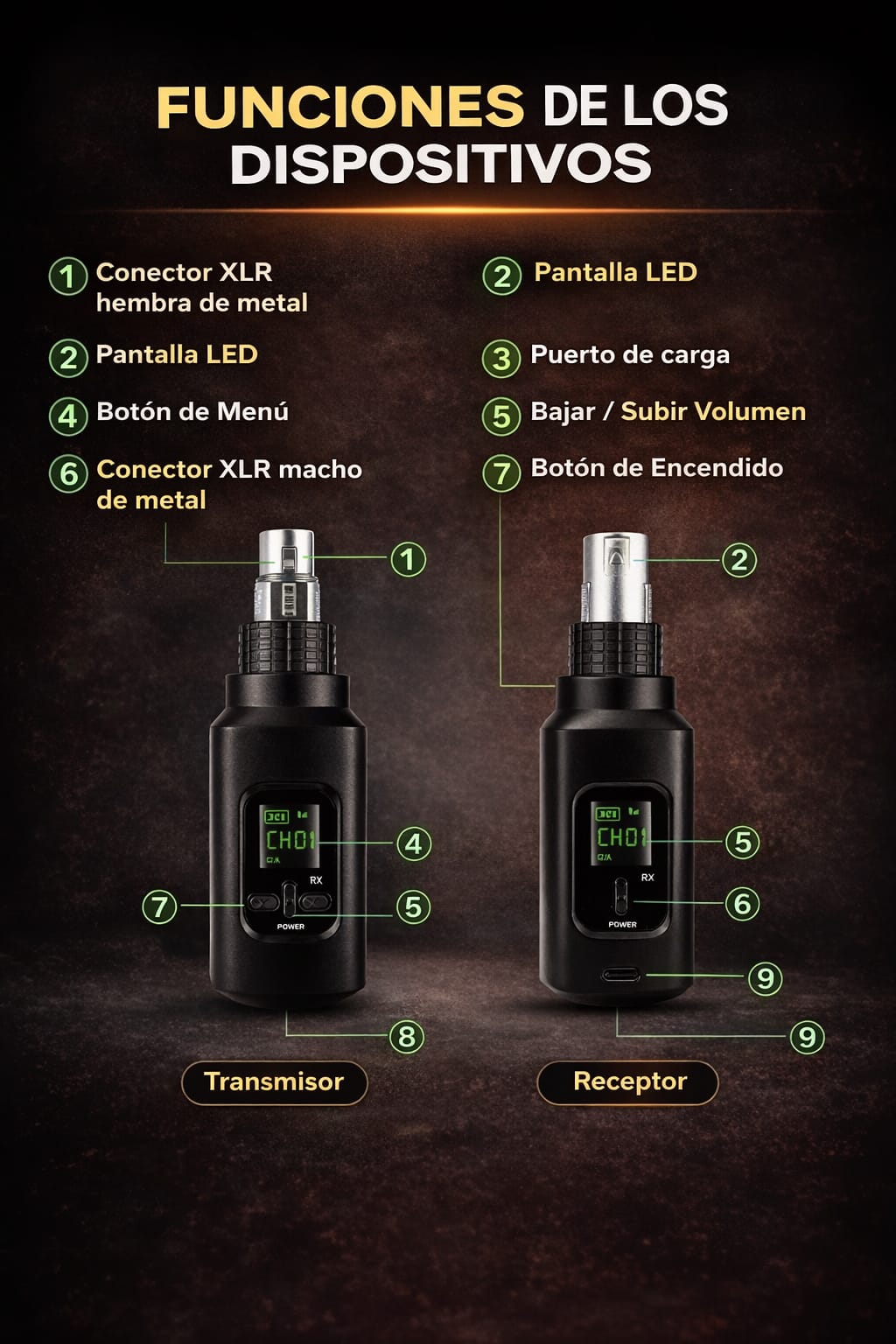 Sistema Inalambrico para Microfono e Instrumentos 2.4GHz