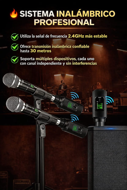 Sistema Inalambrico para Microfono e Instrumentos 2.4GHz