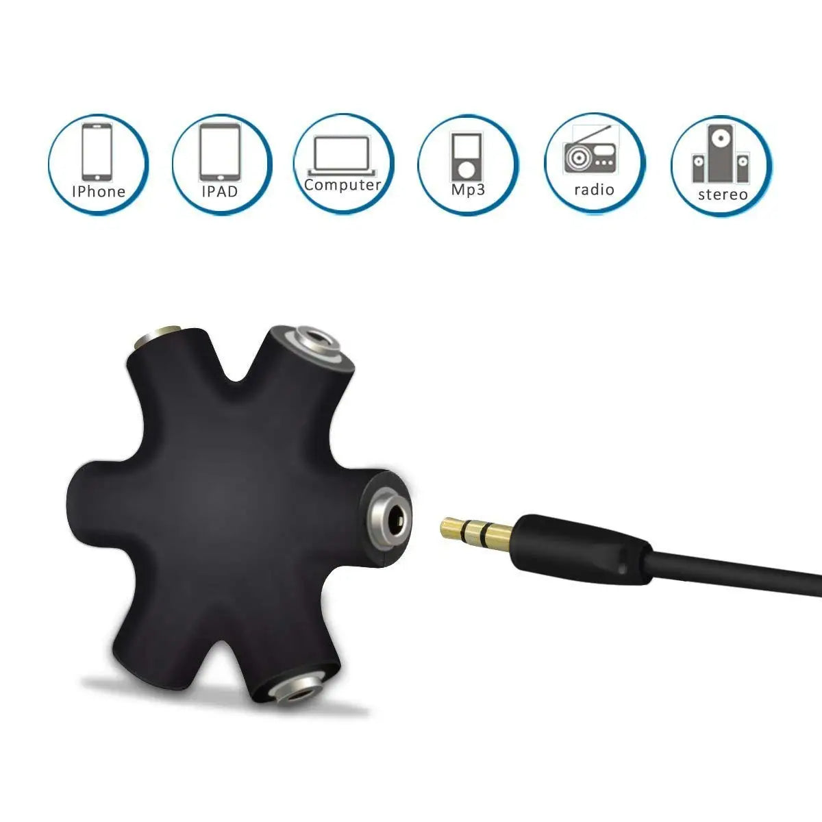 Hub Adaptador Splitter 5 a 1 Jack 3.5 ESTRELLA