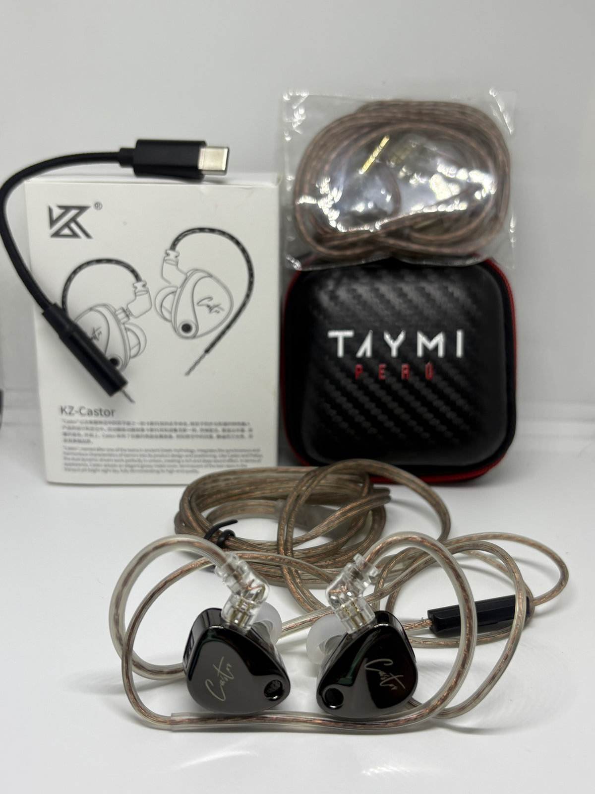 Combo KZ Castor Bass Edition con adaptador, estuche y cable de repuesto
