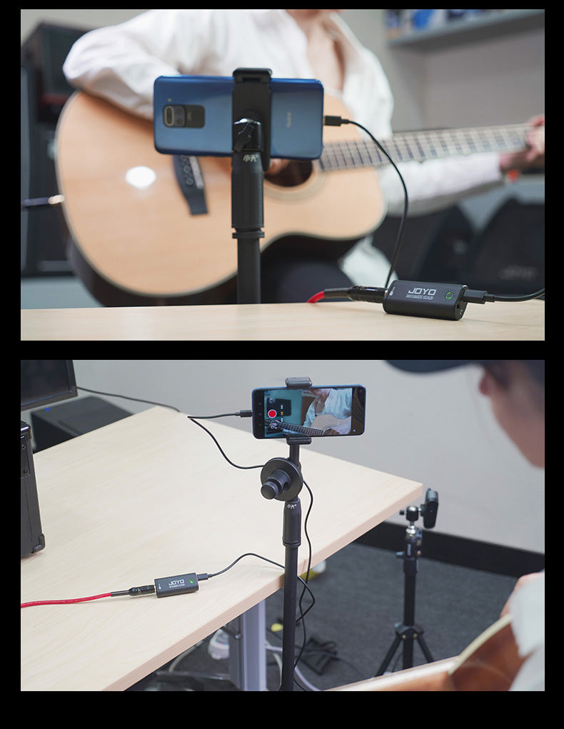 JOYO MOMIX CAB en una sesión de grabación con smartphone