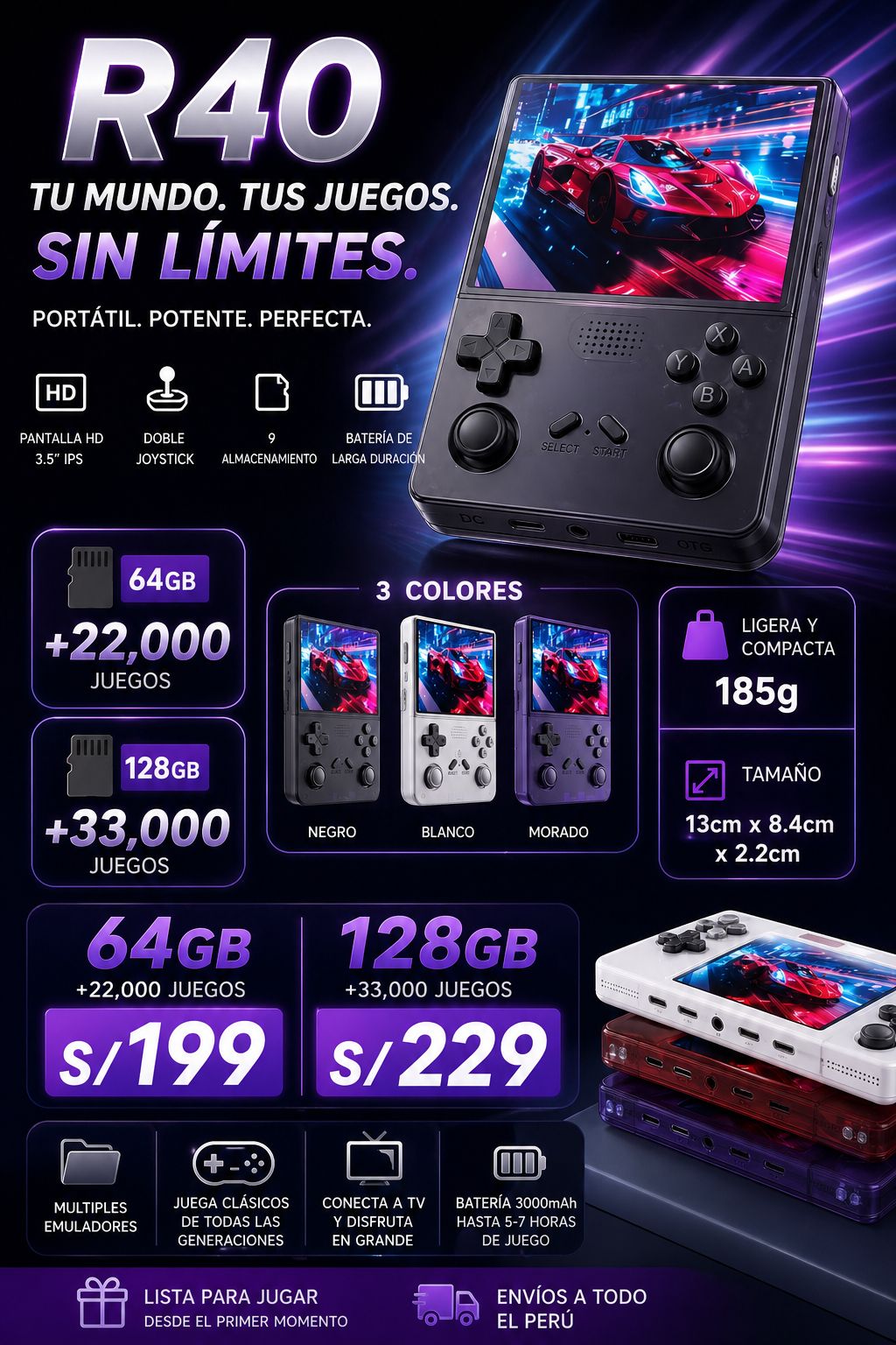 R40 Consola Retro Portatil