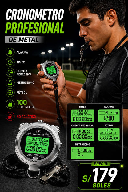 Cronometro profesional de metal 100 memorias - imagen TAYMI Peru 1