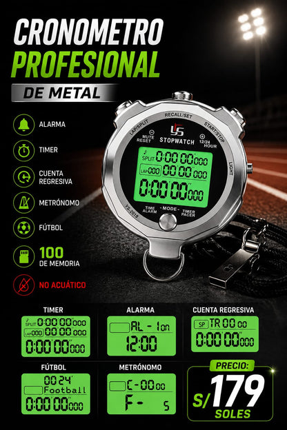 Cronometro profesional de metal 100 memorias - imagen TAYMI Peru 2