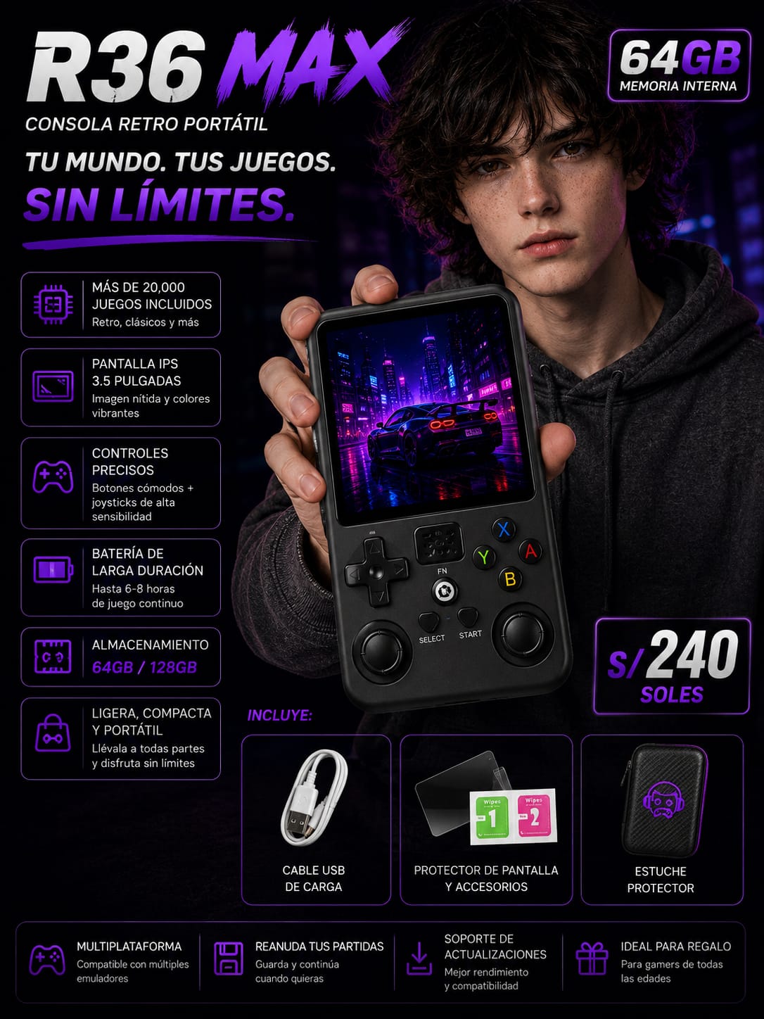 R36 MAX consola retro portatil - imagen TAYMI Peru 1