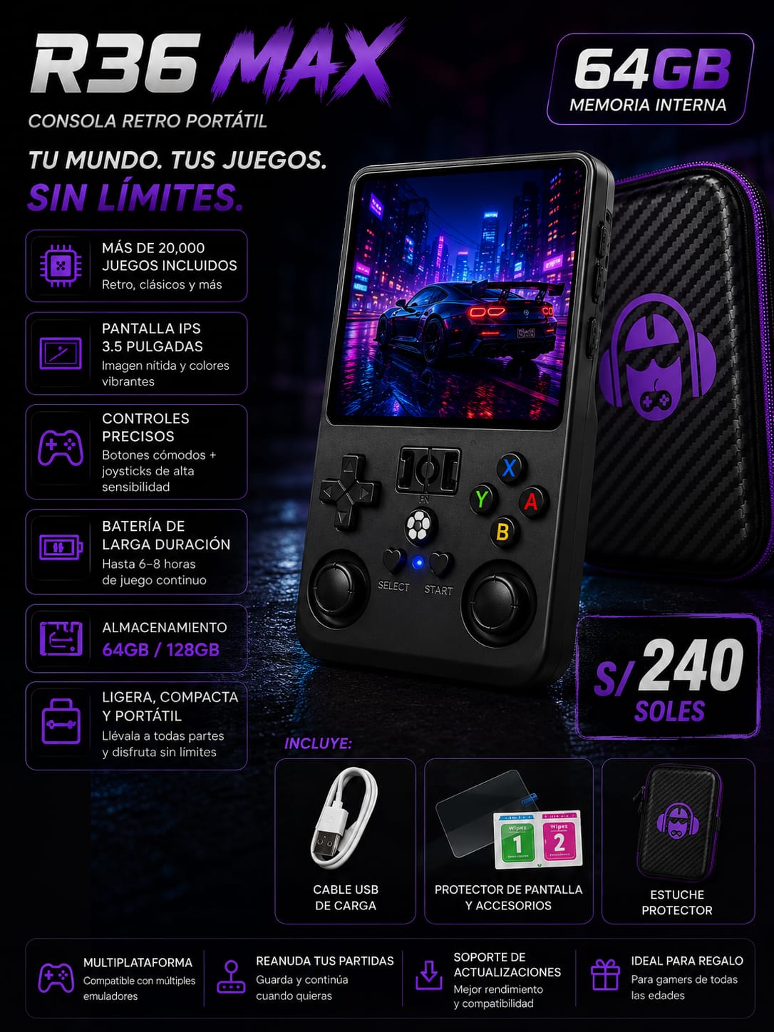 R36 MAX consola retro portatil - imagen TAYMI Peru 2